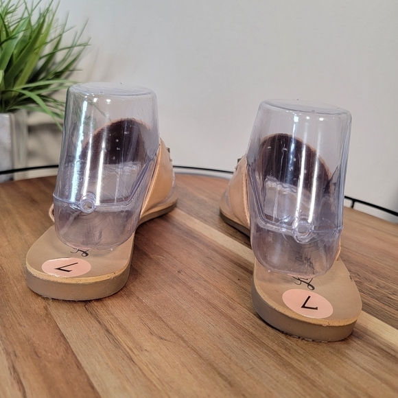 Lucky Brand 'Breese' Sandal Tan Thong with turquoise embellishments boho Size 7 - Picture 11 of 15